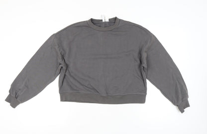 H&M Divided Women's Grey Size 12 Pullover Sweatshirt Cotton Blend