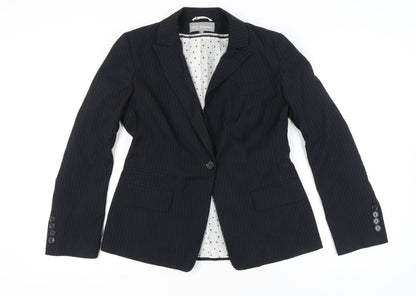 Marks and Spencer Women Black Pinstripe Blazer UK 12 Work Jacket