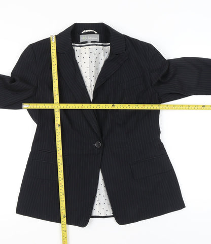 Marks and Spencer Women Black Pinstripe Blazer UK 12 Work Jacket