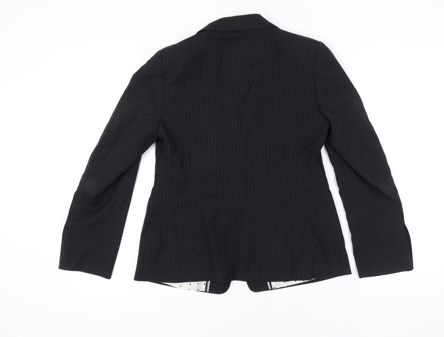 Marks and Spencer Women Black Pinstripe Blazer UK 12 Work Jacket