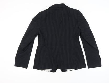 Marks and Spencer Women Black Pinstripe Blazer UK 12 Work Jacket