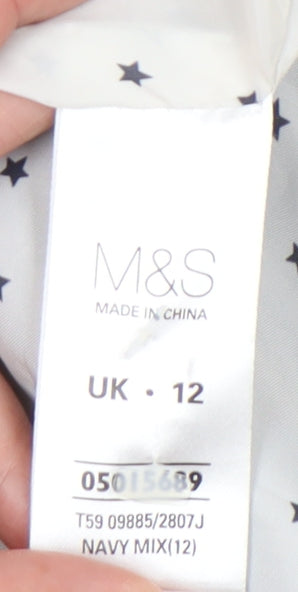 Marks and Spencer Women Black Pinstripe Blazer UK 12 Work Jacket