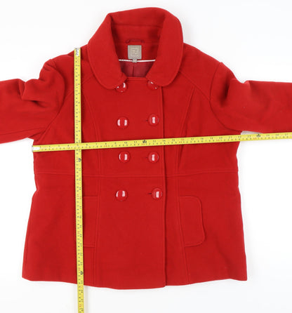 TU Women’s Red Wool Blend Pea Coat Size 20 Classic Short Jacket