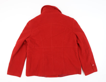 TU Women’s Red Wool Blend Pea Coat Size 20 Classic Short Jacket