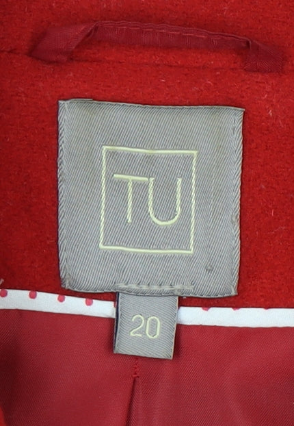 TU Women’s Red Wool Blend Pea Coat Size 20 Classic Short Jacket