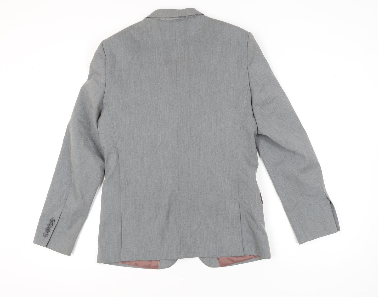River Island Men's Grey 40R Blazer Jacket Two Button Notch Lapel