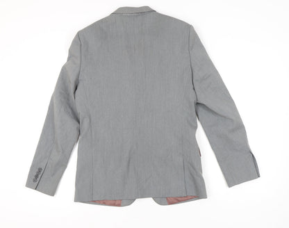 River Island Men's Grey 40R Blazer Jacket Two Button Notch Lapel
