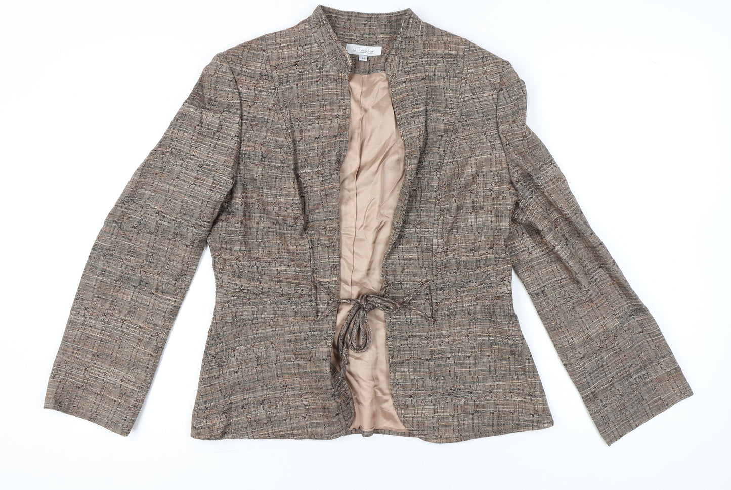 J Taylor Womens Brown Tweed Blazer Jacket Size 14 Workwear