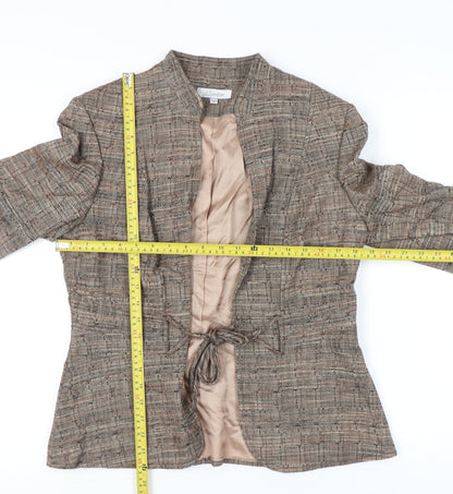 J Taylor Womens Brown Tweed Blazer Jacket Size 14 Workwear