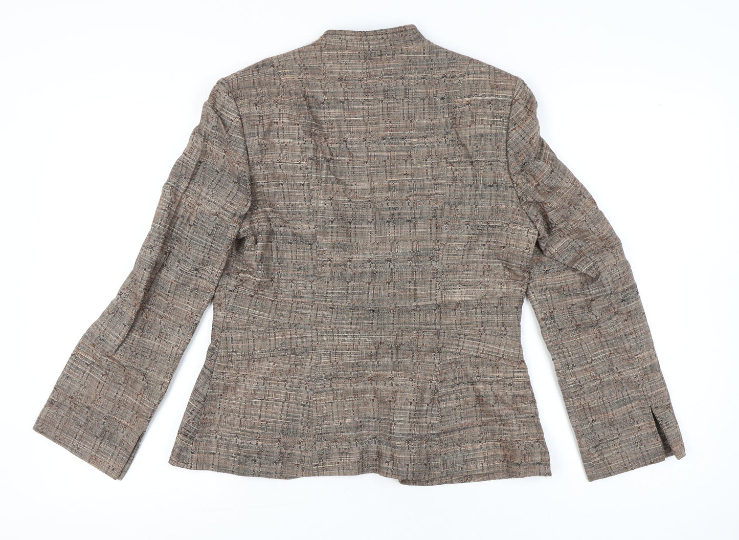 J Taylor Womens Brown Tweed Blazer Jacket Size 14 Workwear