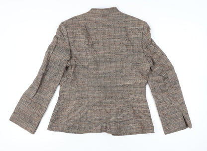 J Taylor Womens Brown Tweed Blazer Jacket Size 14 Workwear
