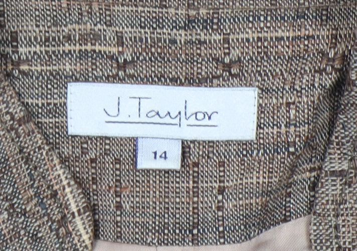 J Taylor Womens Brown Tweed Blazer Jacket Size 14 Workwear