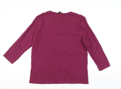 Womens UK Size 14 Isle Essentials Purple Basic T-Shirt