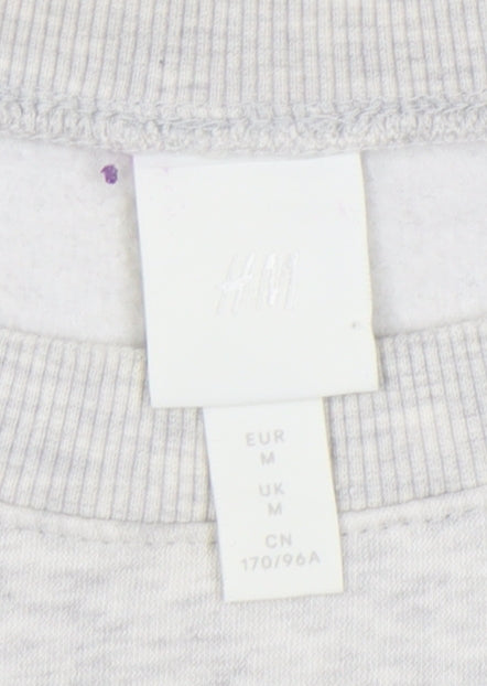 H&M Women’s Grey Sweatshirt UK M Regular Fit Crew Neck