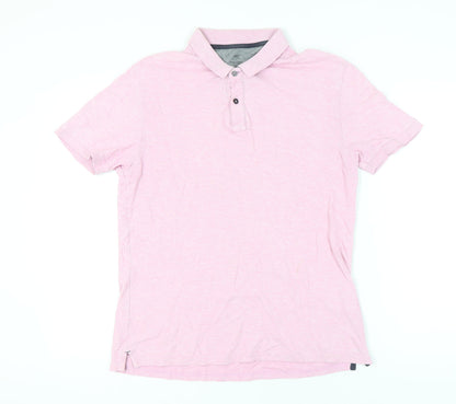 Marks and Spencer Men's Pink Cotton Polo Shirt Medium