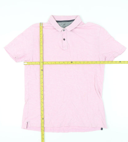 Marks and Spencer Men's Pink Cotton Polo Shirt Medium