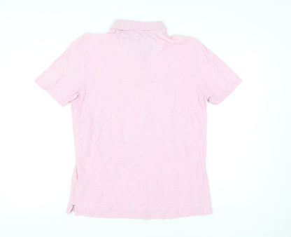 Marks and Spencer Men's Pink Cotton Polo Shirt Medium