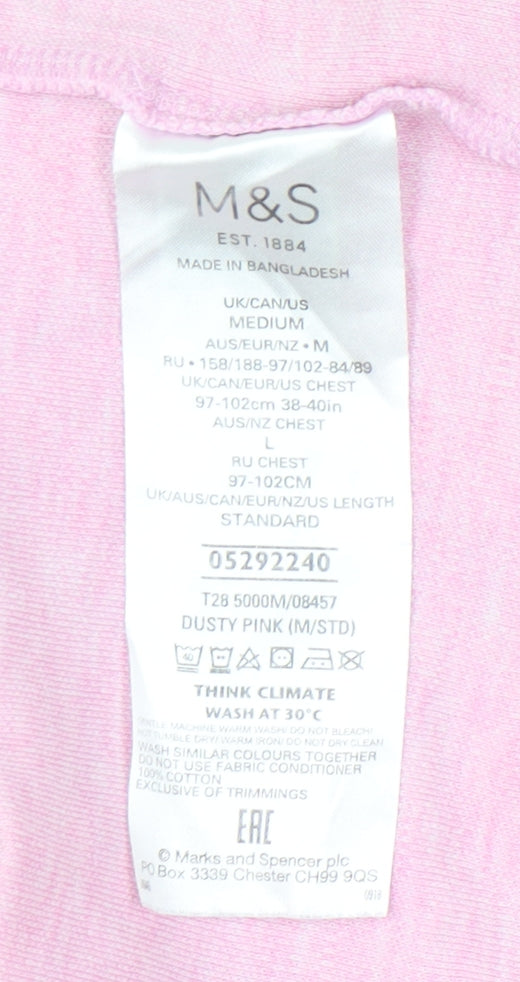 Marks and Spencer Men's Pink Cotton Polo Shirt Medium