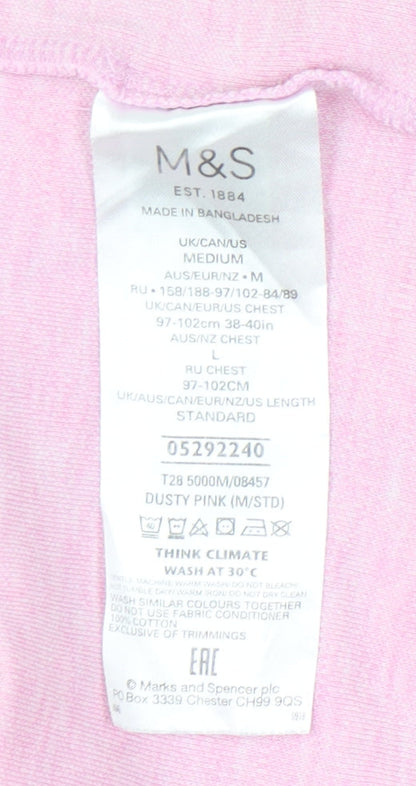 Marks and Spencer Men's Pink Cotton Polo Shirt Medium