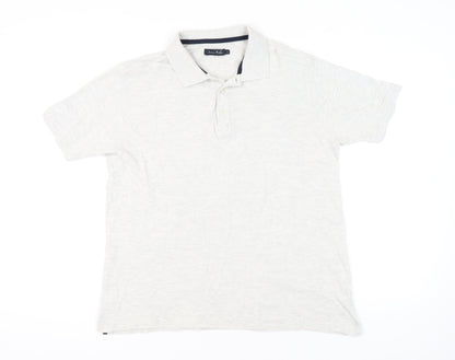 James Pringle Mens Ivory Polo Shirt L Cotton Blend Casual