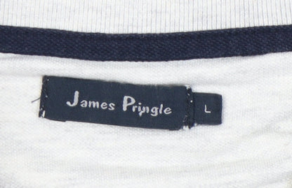 James Pringle Mens Ivory Polo Shirt L Cotton Blend Casual