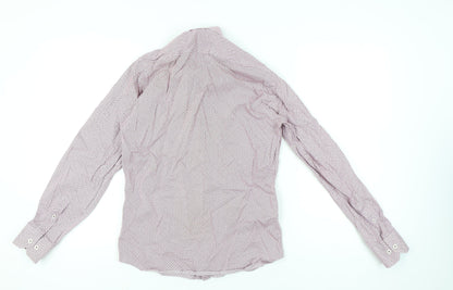 T.M. Lewin Mens Red Slim Fit Geometric Cotton Dress Shirt S