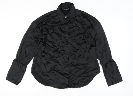 Womens UK Size XS Zara Black Basic Button-Up