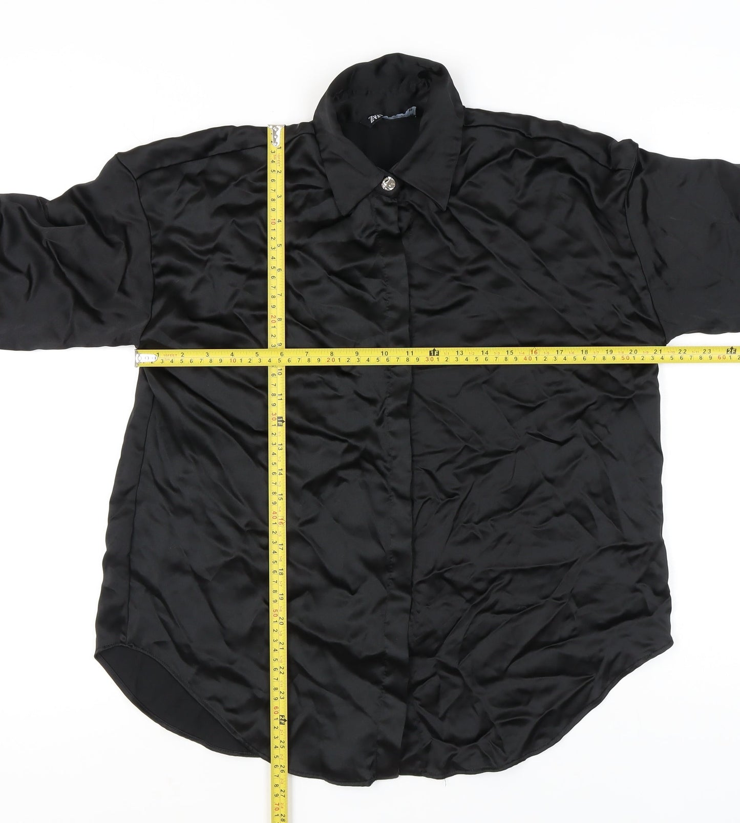 Womens UK Size XS Zara Black Basic Button-Up