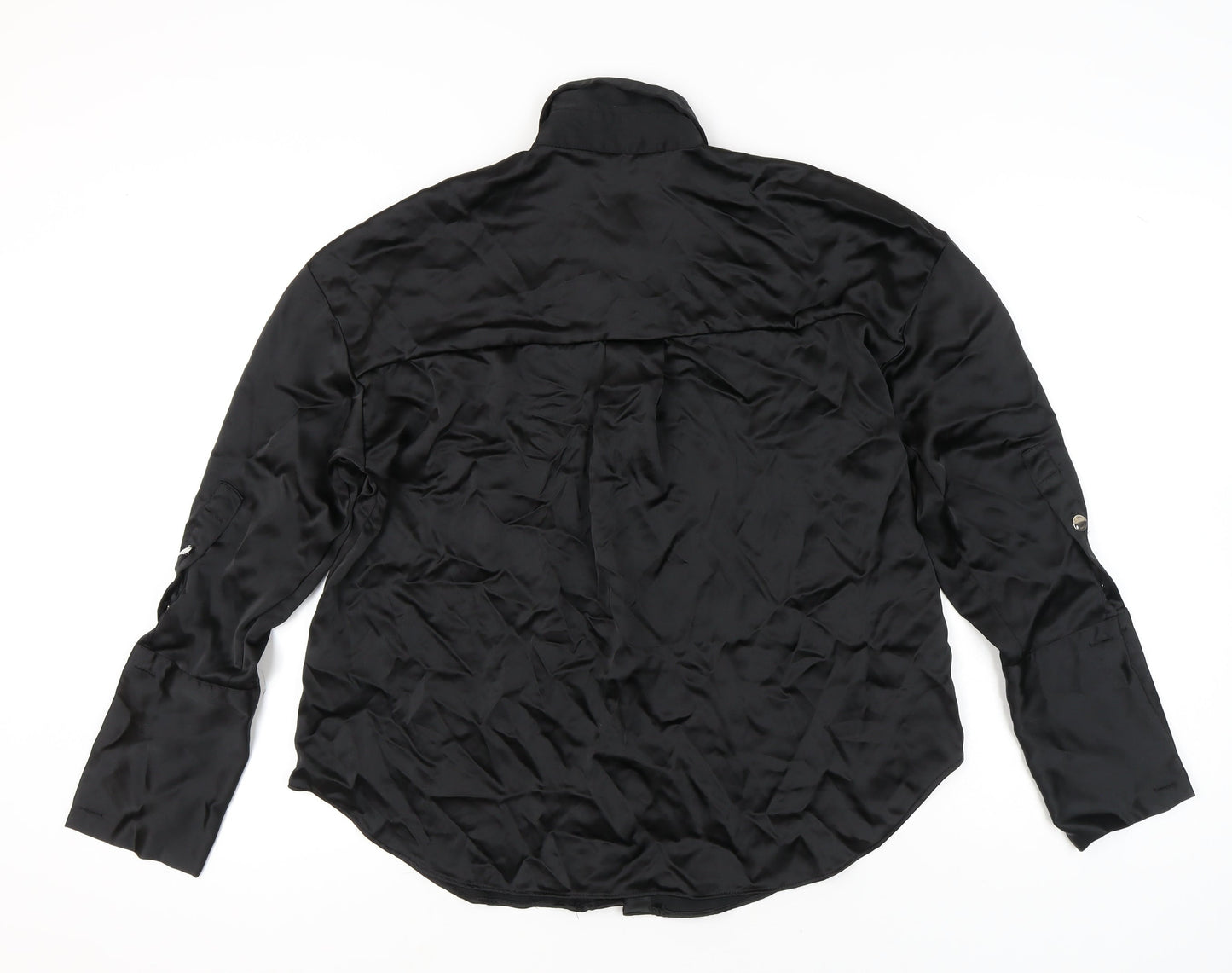 Womens UK Size XS Zara Black Basic Button-Up