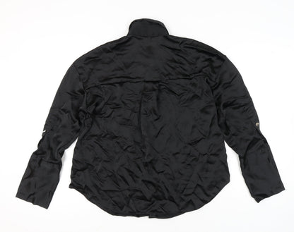 Womens UK Size XS Zara Black Basic Button-Up