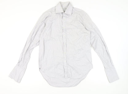 T.M. Lewin Men's White Cotton Check Luxury Dress Shirt 15.5in