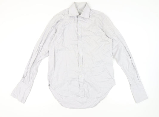 T.M. Lewin Men's White Cotton Check Luxury Dress Shirt 15.5in