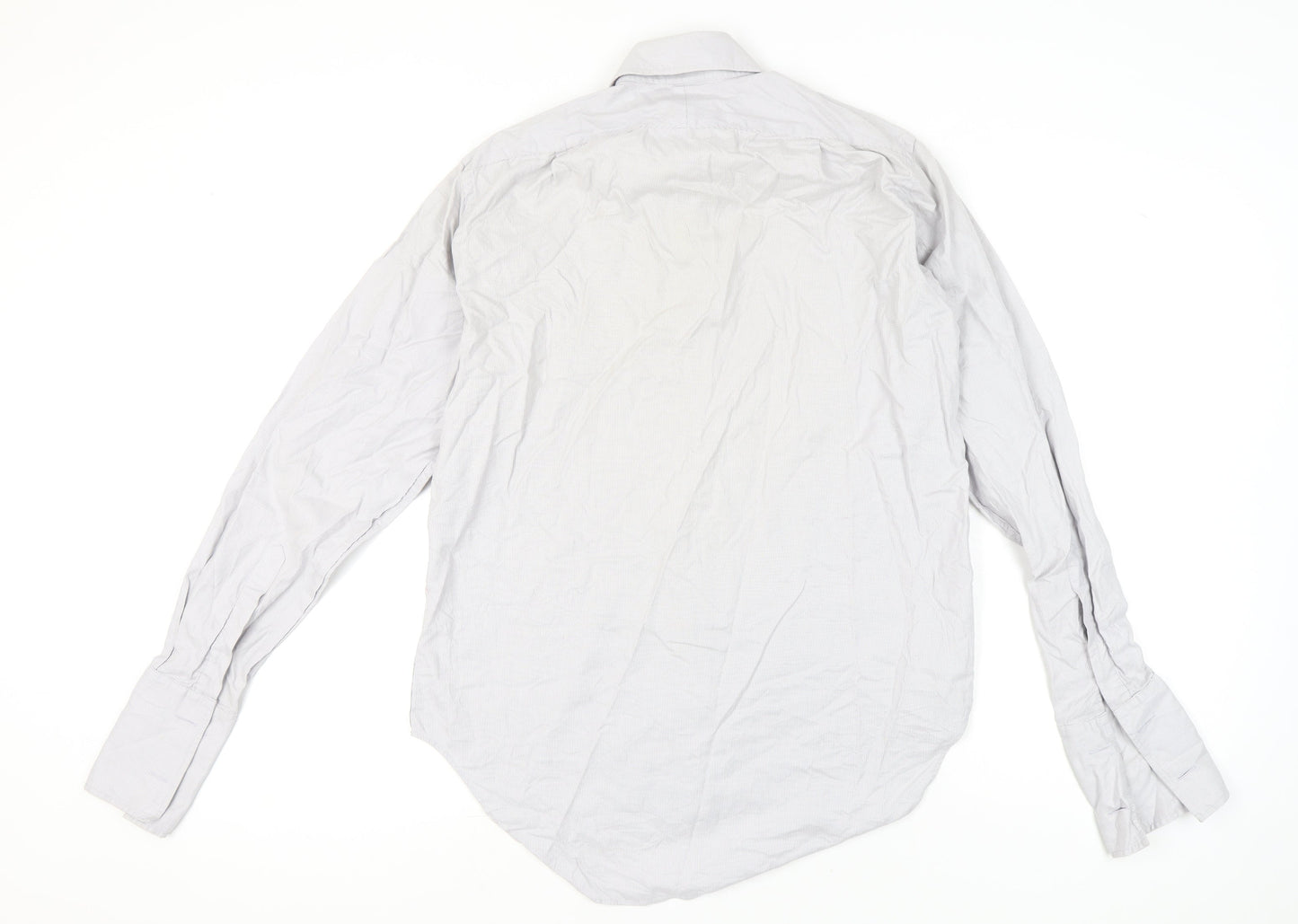 T.M. Lewin Men's White Cotton Check Luxury Dress Shirt 15.5in