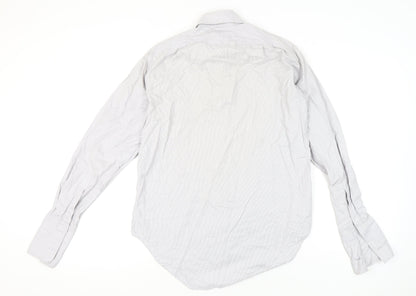 T.M. Lewin Men's White Cotton Check Luxury Dress Shirt 15.5in