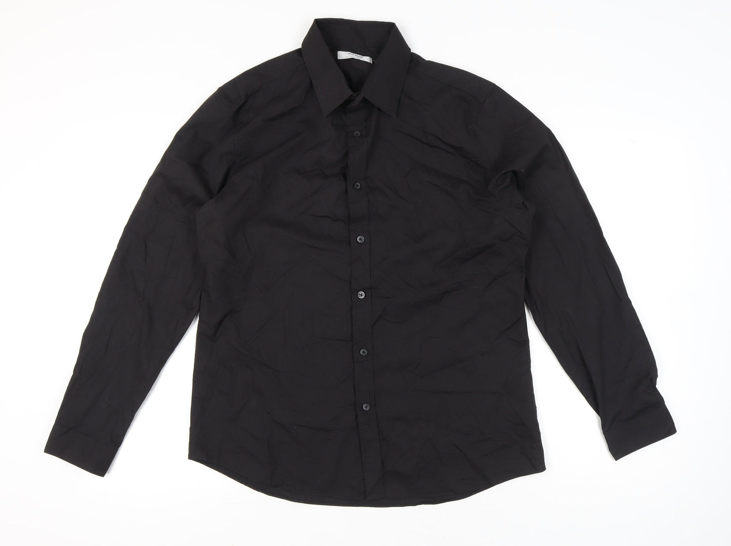 Topman Men's Black Long Sleeve Button-Up Shirt Size L 40-42in
