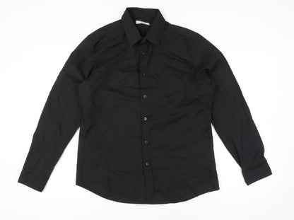Topman Men's Black Long Sleeve Button-Up Shirt Size L 40-42in