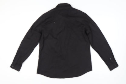 Topman Men's Black Long Sleeve Button-Up Shirt Size L 40-42in