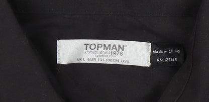 Topman Men's Black Long Sleeve Button-Up Shirt Size L 40-42in