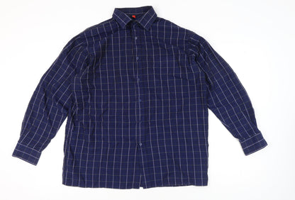 Tom Hagan Men’s Blue Check Cotton Blend Long Sleeve Shirt L 42