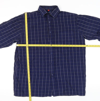 Tom Hagan Men’s Blue Check Cotton Blend Long Sleeve Shirt L 42