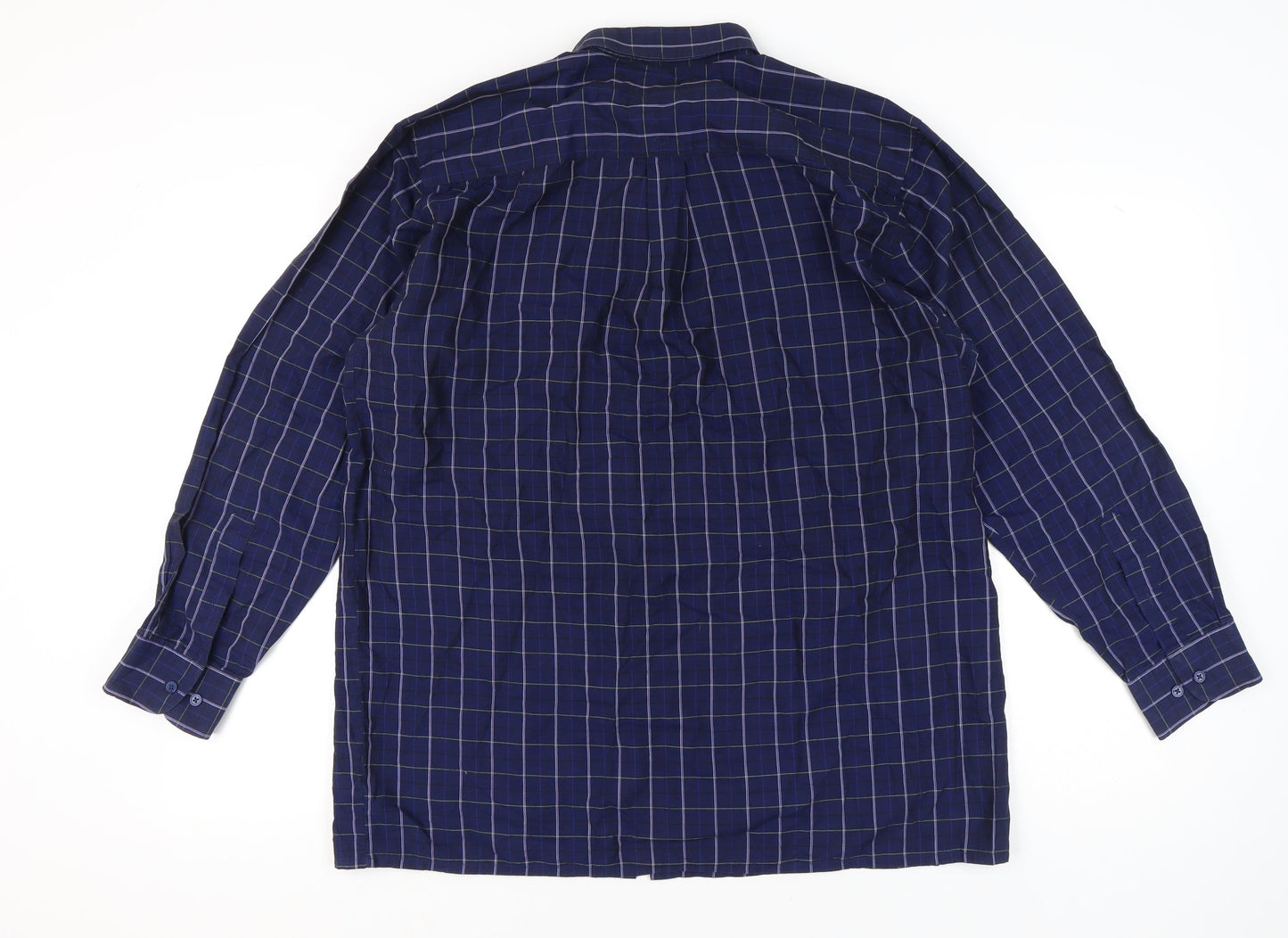 Tom Hagan Men’s Blue Check Cotton Blend Long Sleeve Shirt L 42