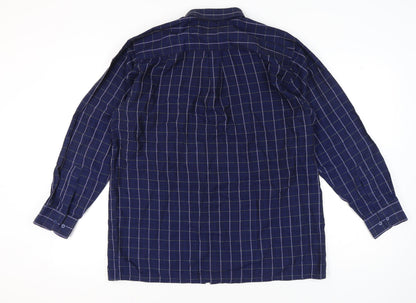 Tom Hagan Men’s Blue Check Cotton Blend Long Sleeve Shirt L 42