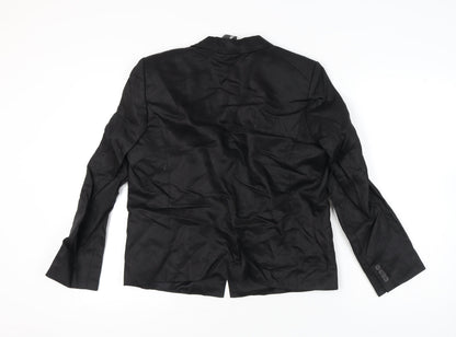 Claudia Sträter Women's Black Linen Blazer Size 16 Single-Breasted