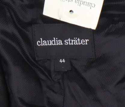 Claudia Sträter Women's Black Linen Blazer Size 16 Single-Breasted