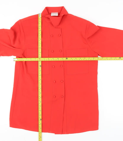 Alexon Womens Red Button-Up Shirt UK 8 Long Sleeve Polyester