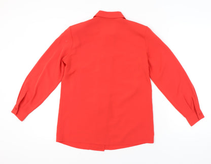 Alexon Womens Red Button-Up Shirt UK 8 Long Sleeve Polyester
