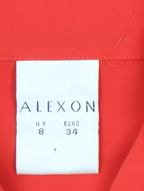 Alexon Womens Red Button-Up Shirt UK 8 Long Sleeve Polyester