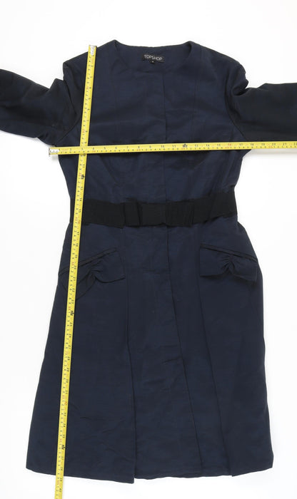 Womens UK Size 10 Topshop Blue Overcoat
