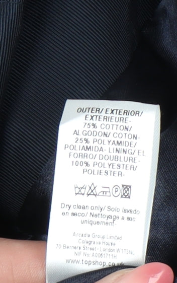Womens UK Size 10 Topshop Blue Overcoat