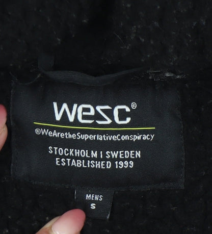 WESC Mens Black Parka Coat Hooded Winter Casual Jacket S